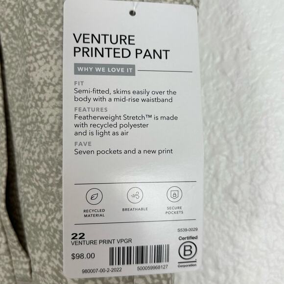 Athleta Venture Printed Pant in Viper Grey NWT Plus Size 22 - Picture 6 of 6